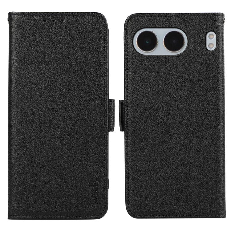 ABEEL For OnePlus Nord 4 Case Litchi Texture Leather RFID Blocking Phone Cover - Black