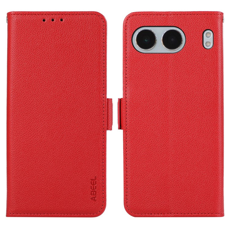 ABEEL For OnePlus Nord 4 Case Litchi Texture Leather RFID Blocking Phone Cover - Red