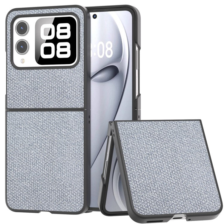 For Huawei nova Flip 5G Case Rhinestone Texture Leather+PC Phone Cover - Grey