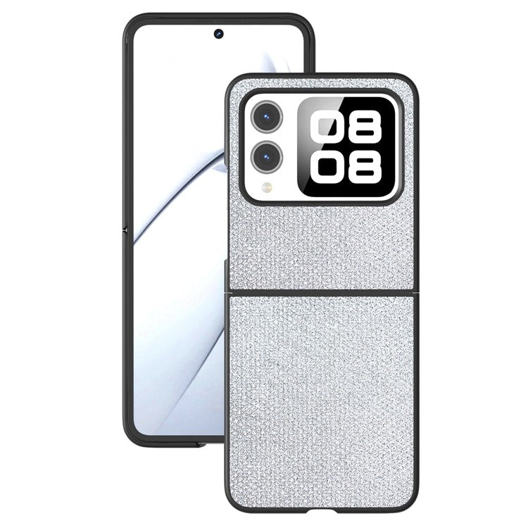 For Huawei nova Flip 5G Case Rhinestone Texture Leather+PC Phone Cover - Silver