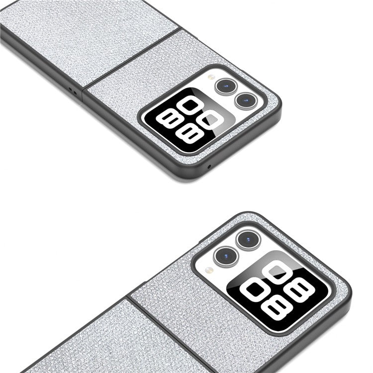 For Huawei nova Flip 5G Case Rhinestone Texture Leather+PC Phone Cover - Silver