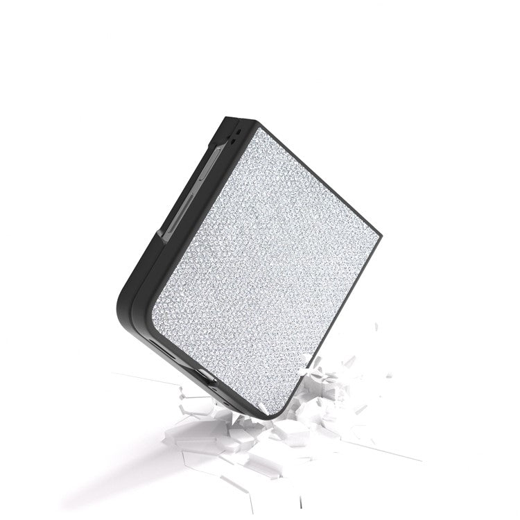 For Huawei nova Flip 5G Case Rhinestone Texture Leather+PC Phone Cover - Silver