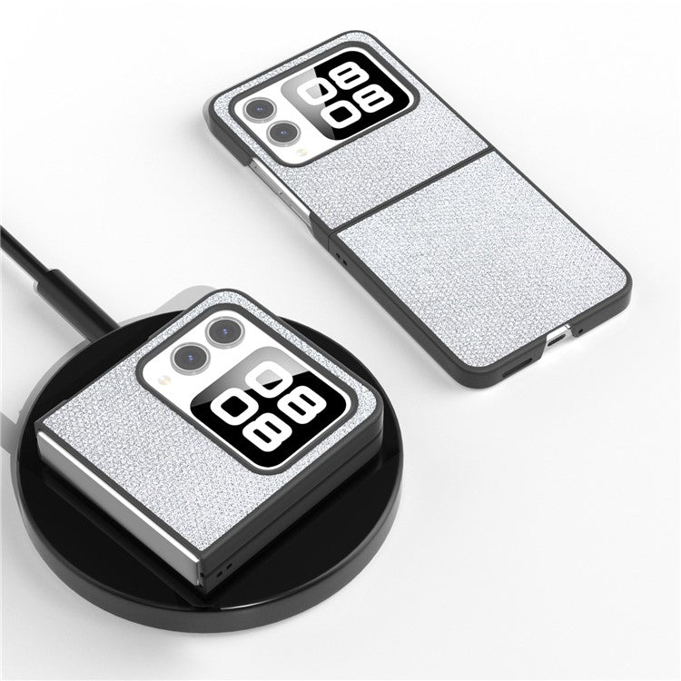 For Huawei nova Flip 5G Case Rhinestone Texture Leather+PC Phone Cover - Silver