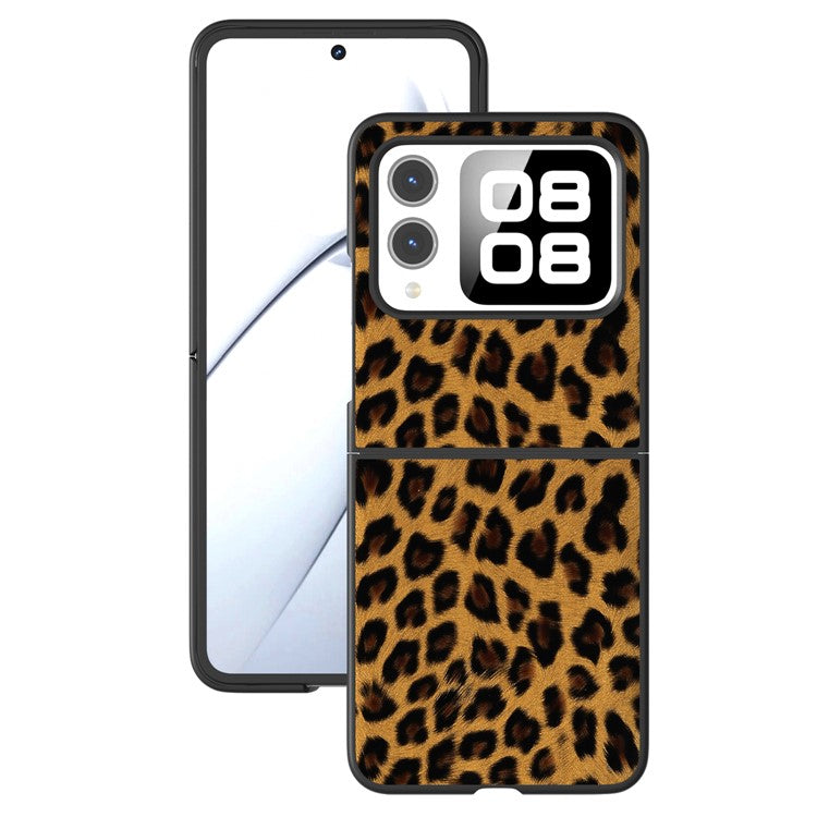 For Huawei nova Flip 5G Case Black Edge Leather+PC Leopard Pattern Phone Cover - Gold