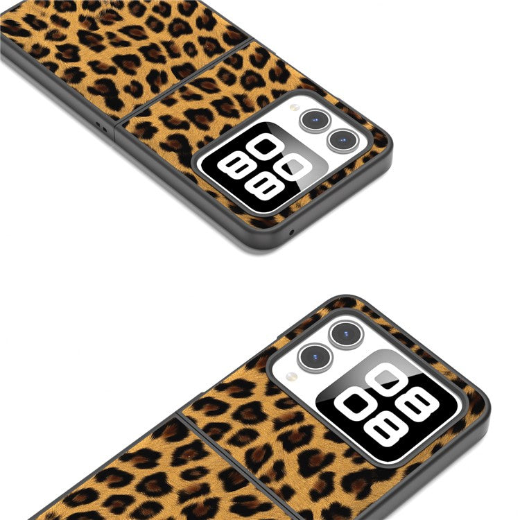 For Huawei nova Flip 5G Case Black Edge Leather+PC Leopard Pattern Phone Cover - Gold