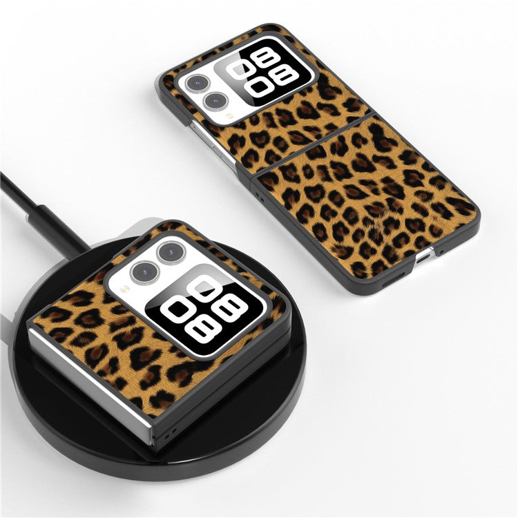 For Huawei nova Flip 5G Case Black Edge Leather+PC Leopard Pattern Phone Cover - Gold