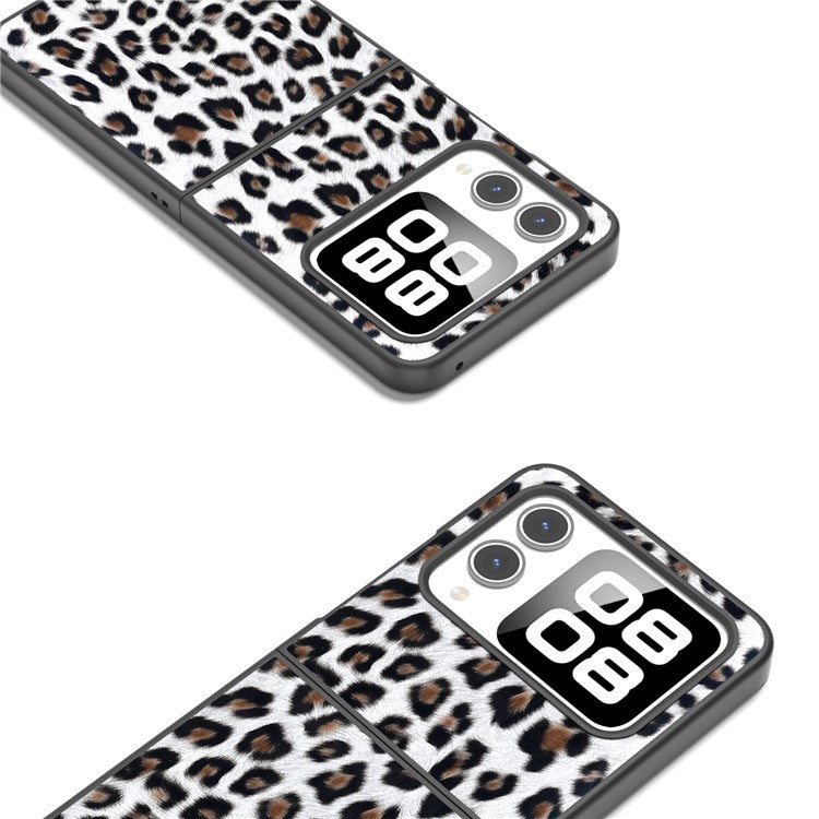 For Huawei nova Flip 5G Case Black Edge Leather+PC Leopard Pattern Phone Cover - Silver