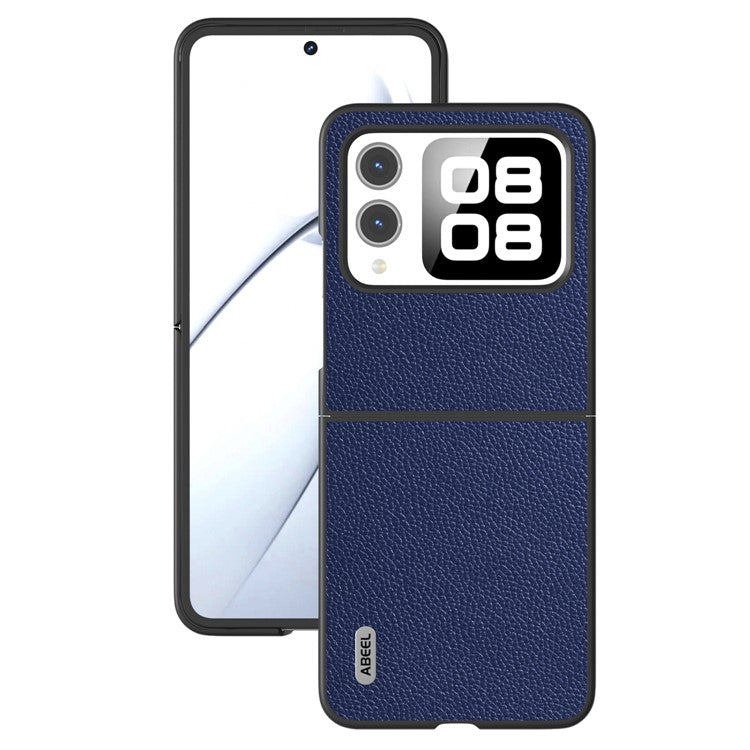 ABEEL For Huawei nova Flip 5G Case Litchi Texture Genuine Cow Leather+PC Phone Cover - Blue