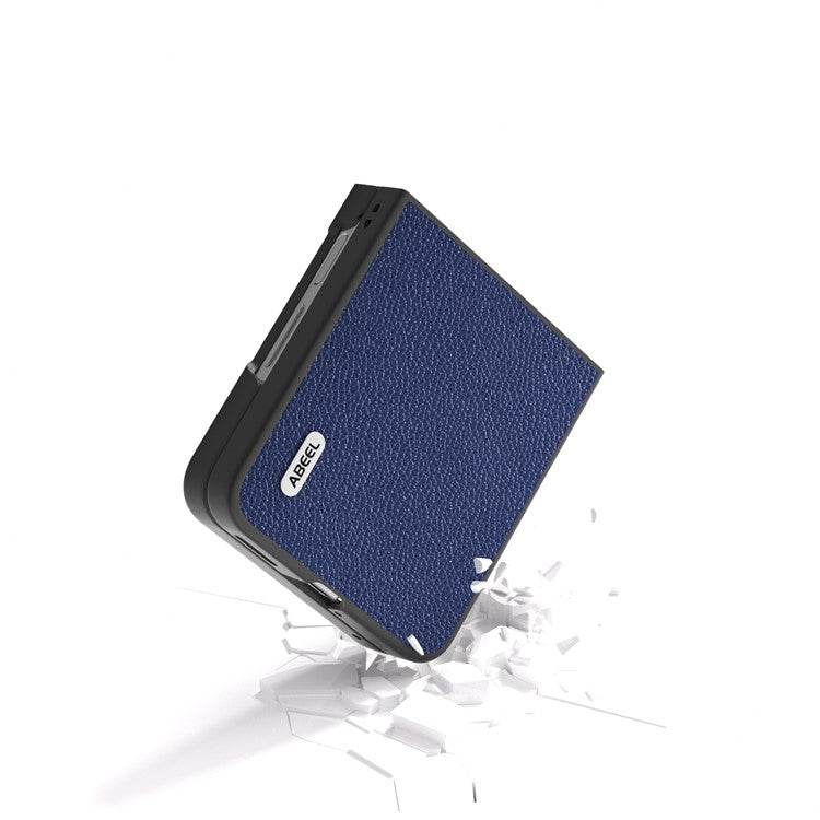 ABEEL For Huawei nova Flip 5G Case Litchi Texture Genuine Cow Leather+PC Phone Cover - Blue