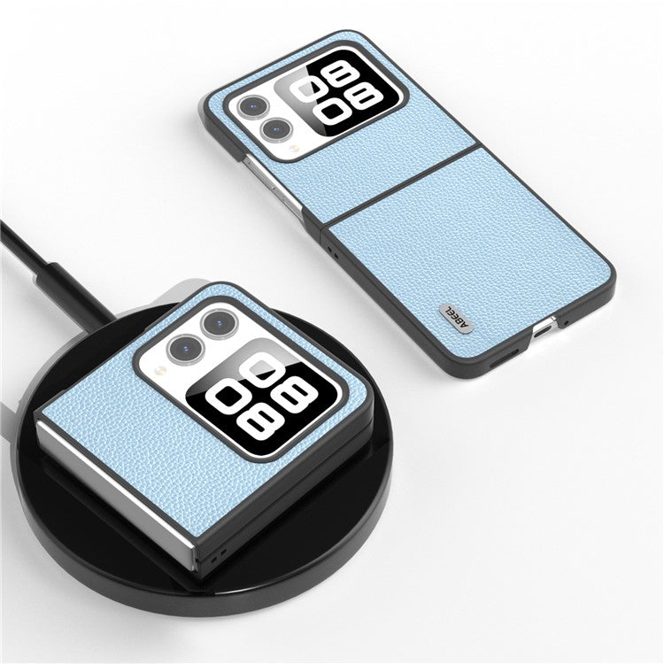 ABEEL For Huawei nova Flip 5G Case Litchi Texture Genuine Cow Leather+PC Phone Cover - Baby Blue