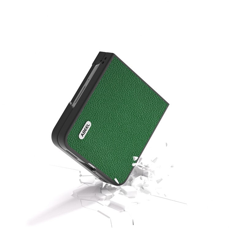 ABEEL For Huawei nova Flip 5G Case Litchi Texture Genuine Cow Leather+PC Phone Cover - Green