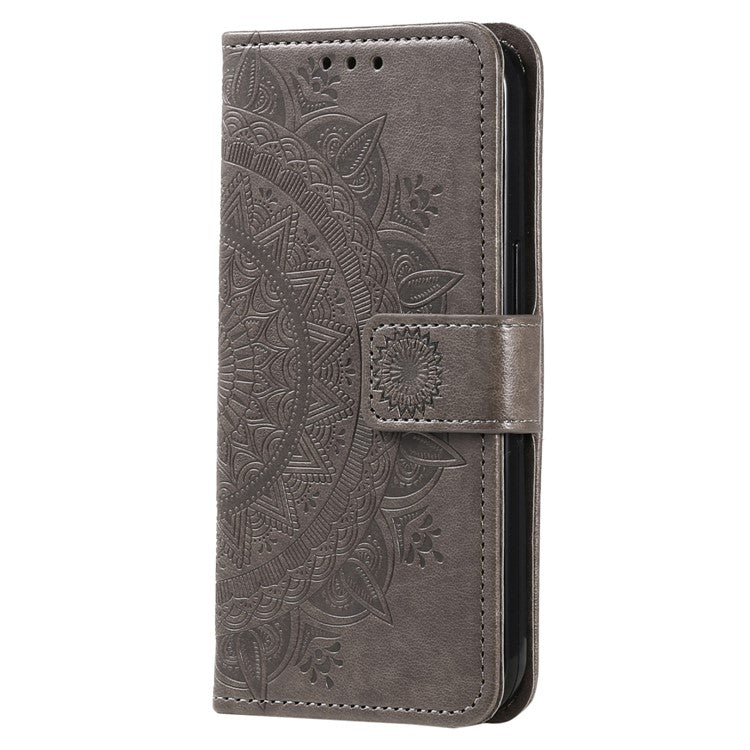 For Google Pixel 9 Pro XL Case Imprinted Totem PU Leather Wallet Stand Phone Cover - Grey