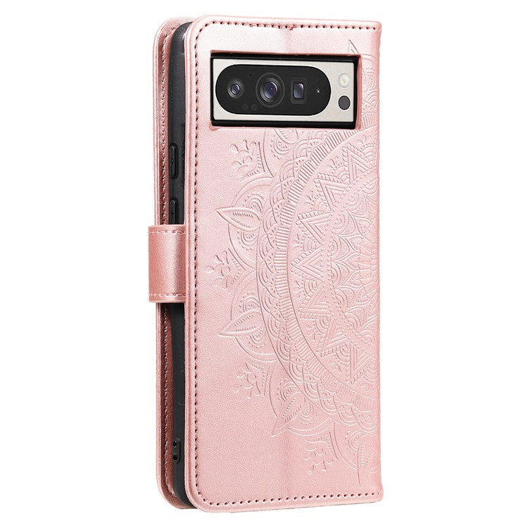 For Google Pixel 9 Pro XL Case Imprinted Totem PU Leather Wallet Stand Phone Cover - Rose Gold