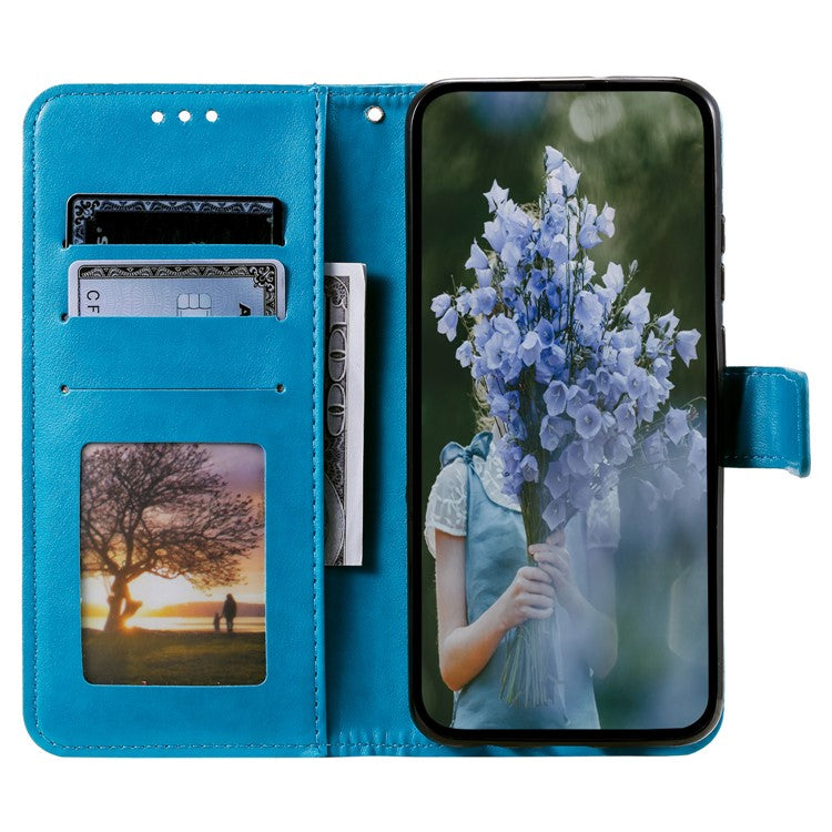 For Google Pixel 9 Pro XL Case Imprinted Totem PU Leather Wallet Stand Phone Cover - Blue