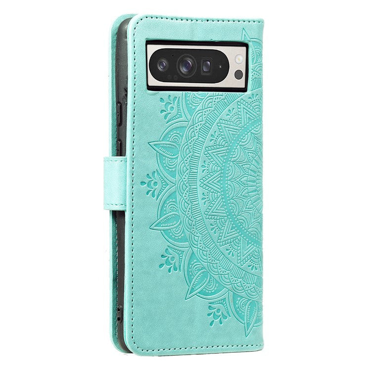 For Google Pixel 9 Pro XL Case Imprinted Totem PU Leather Wallet Stand Phone Cover - Green