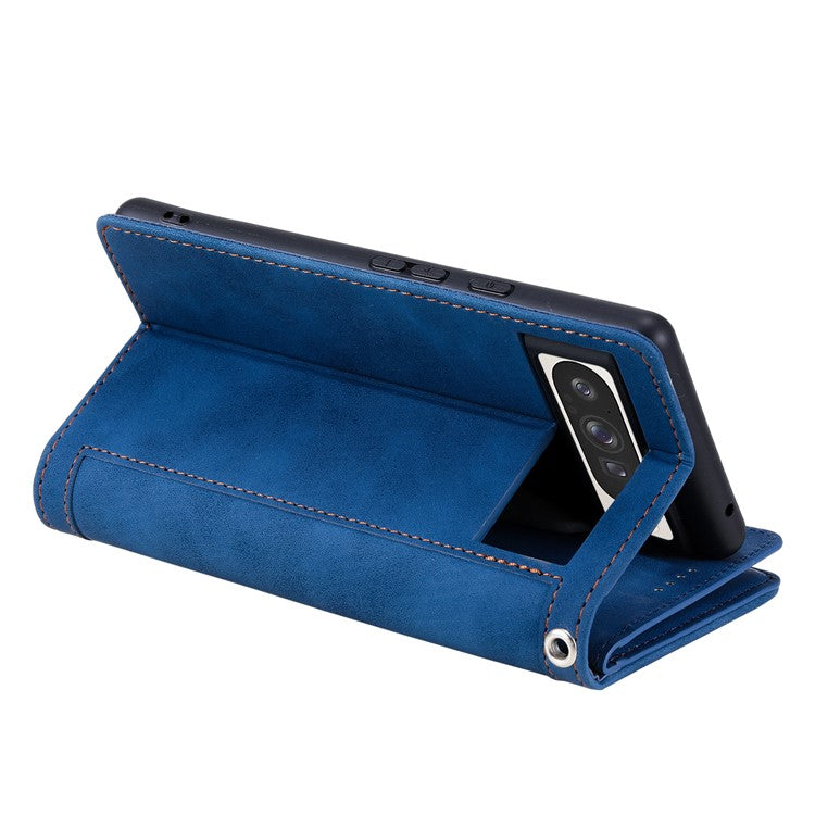 For Google Pixel 9 Pro XL Case PU Leather Phone Cover with Zipper Wallet 9 Card Slots - Blue