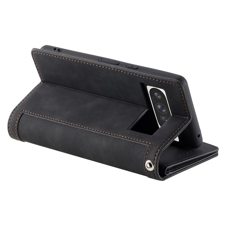 For Google Pixel 9 Pro XL Case PU Leather Phone Cover with Zipper Wallet 9 Card Slots - Black