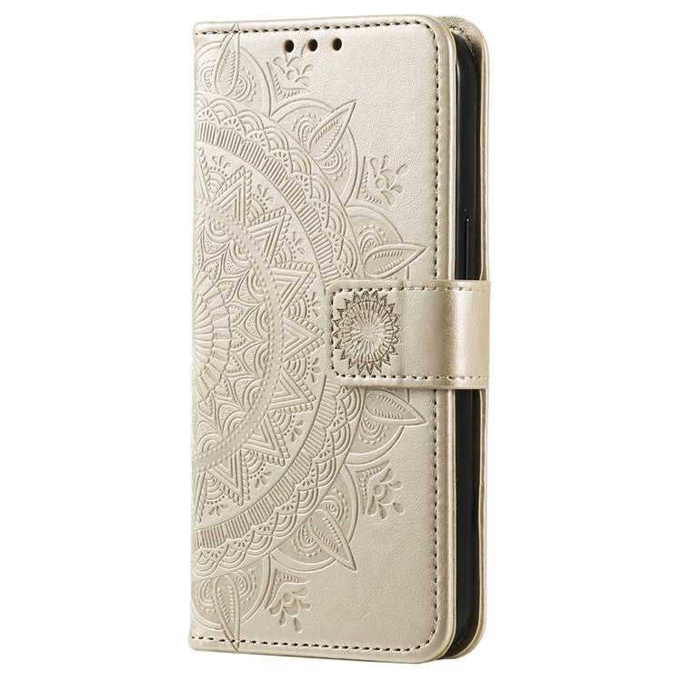 For Google Pixel 9 / 9 Pro Case Imprinted Totem PU Leather Wallet Stand Phone Cover - Gold