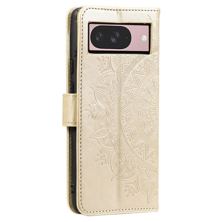 For Google Pixel 9 / 9 Pro Case Imprinted Totem PU Leather Wallet Stand Phone Cover - Gold