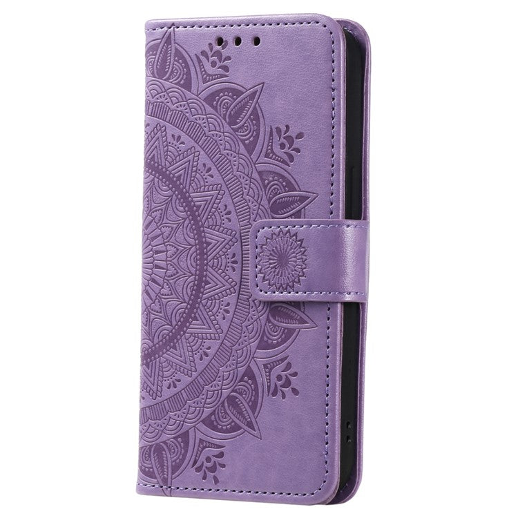 For Google Pixel 9 / 9 Pro Case Imprinted Totem PU Leather Wallet Stand Phone Cover - Purple
