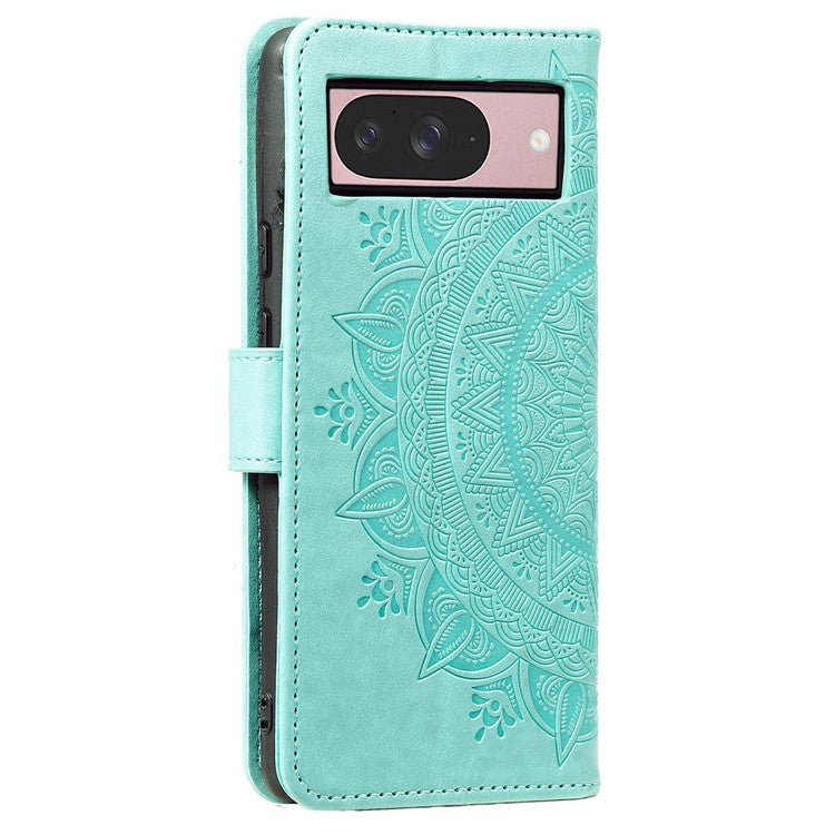 For Google Pixel 9 / 9 Pro Case Imprinted Totem PU Leather Wallet Stand Phone Cover - Green