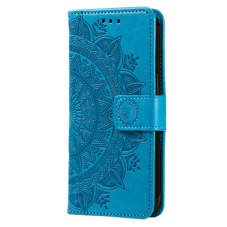 For Google Pixel 9 / 9 Pro Case Imprinted Totem PU Leather Wallet Stand Phone Cover - Blue