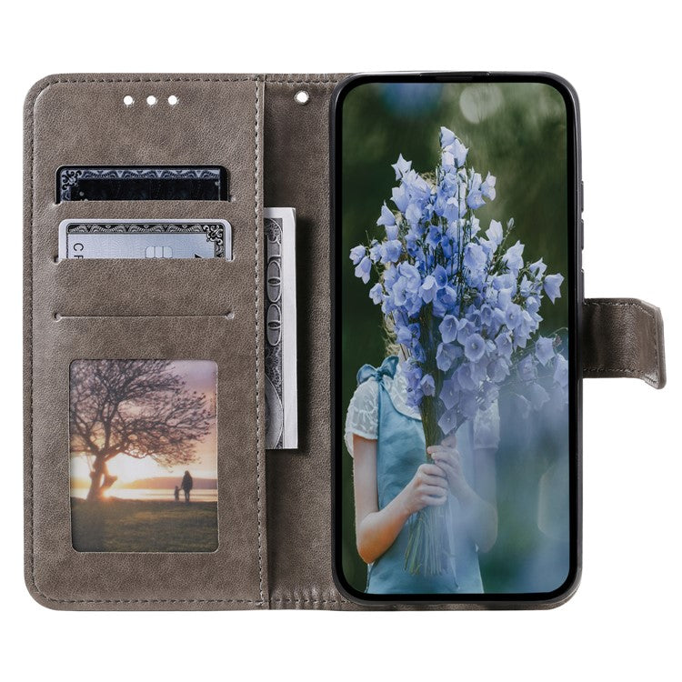 For Google Pixel 9 / 9 Pro Case Imprinted Totem PU Leather Wallet Stand Phone Cover - Grey