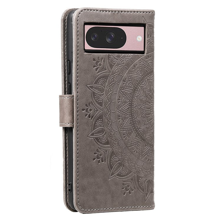 For Google Pixel 9 / 9 Pro Case Imprinted Totem PU Leather Wallet Stand Phone Cover - Grey