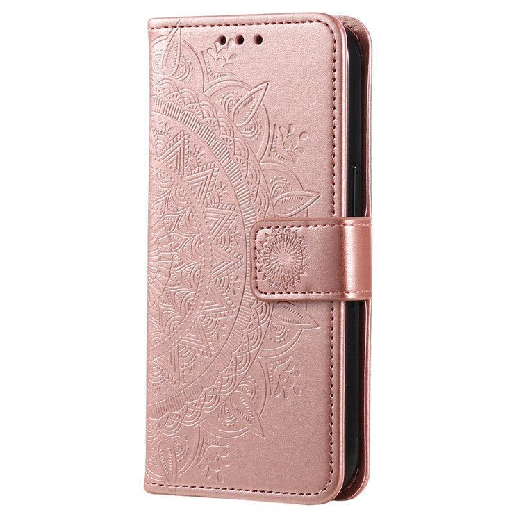 For Google Pixel 9 / 9 Pro Case Imprinted Totem PU Leather Wallet Stand Phone Cover - Rose Gold