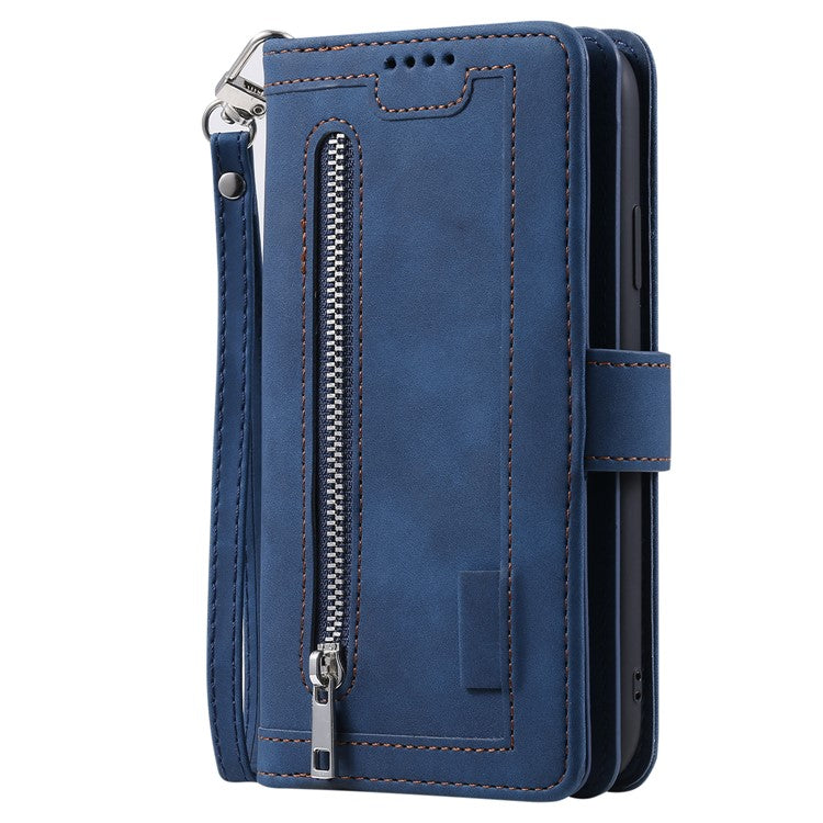 For Google Pixel 9 / 9 Pro Case PU Leather Phone Cover with Zipper Wallet 9 Card Slots - Blue