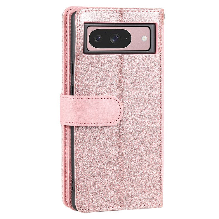 For Google Pixel 9 / 9 Pro Case PU Leather Phone Cover with Zipper Wallet 9 Card Slots - Rose Gold