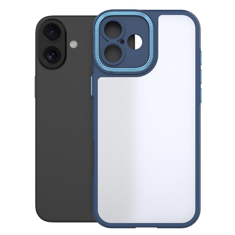 For iPhone 16 Plus Case Matte Anti-Fingerprint PC+TPU Phone Back Cover - Blue