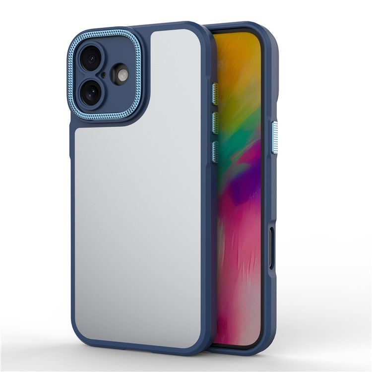For iPhone 16 Plus Case Matte Anti-Fingerprint PC+TPU Phone Back Cover - Blue