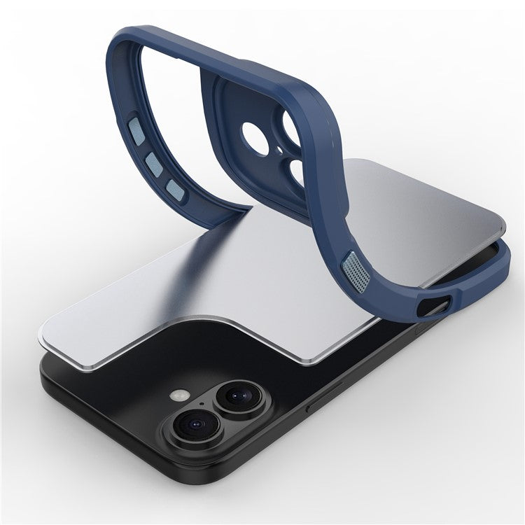 For iPhone 16 Plus Case Matte Anti-Fingerprint PC+TPU Phone Back Cover - Blue