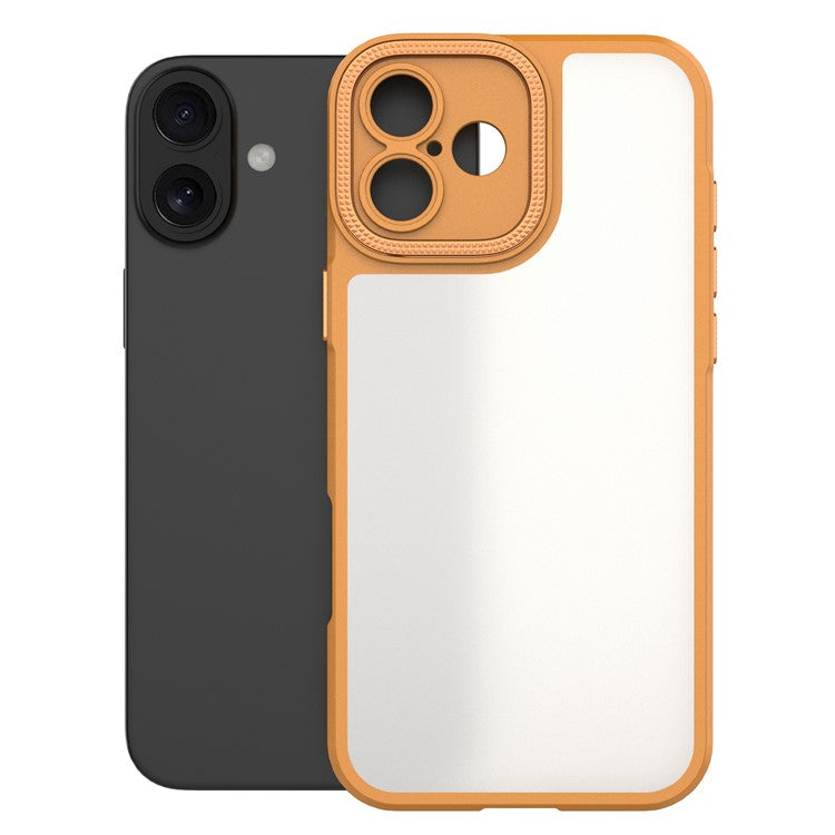 For iPhone 16 Case Matte Anti-fingerprint PC+TPU Phone Back Cover - Orange