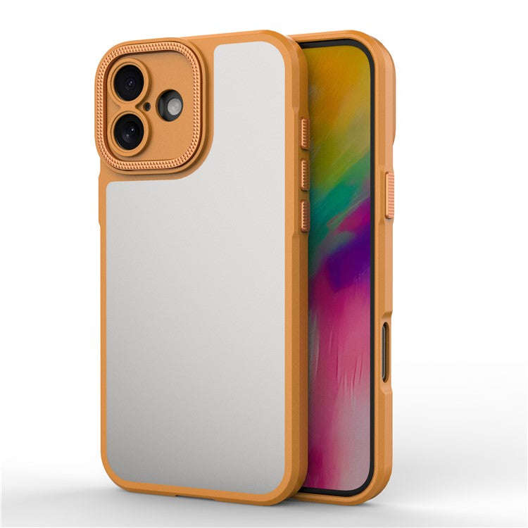 For iPhone 16 Case Matte Anti-fingerprint PC+TPU Phone Back Cover - Orange