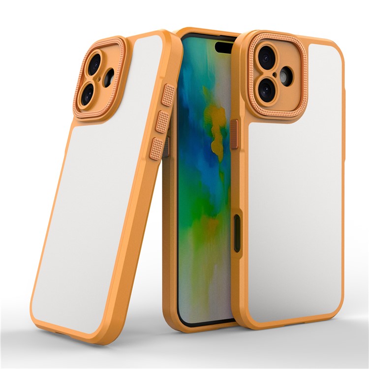 For iPhone 16 Case Matte Anti-fingerprint PC+TPU Phone Back Cover - Orange