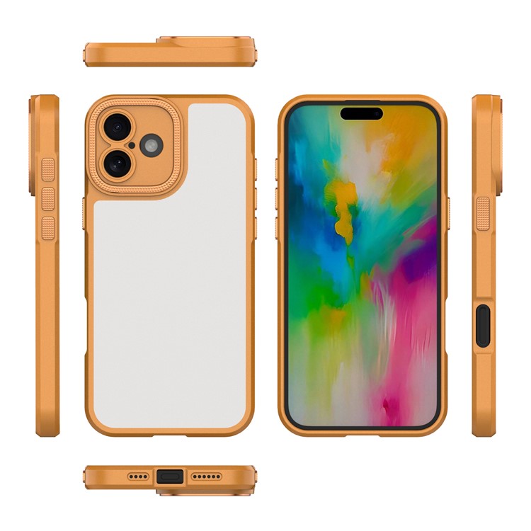 For iPhone 16 Case Matte Anti-fingerprint PC+TPU Phone Back Cover - Orange