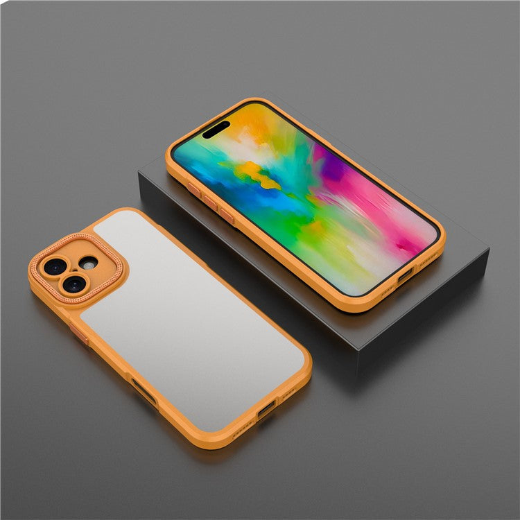 For iPhone 16 Case Matte Anti-fingerprint PC+TPU Phone Back Cover - Orange