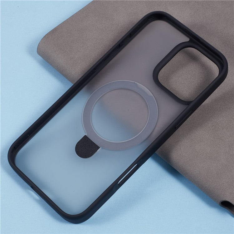 X-LEVEL PITHY STONE II For iPhone 16 Pro Magnetic Case PC+TPU Back Cover Kickstand - Black