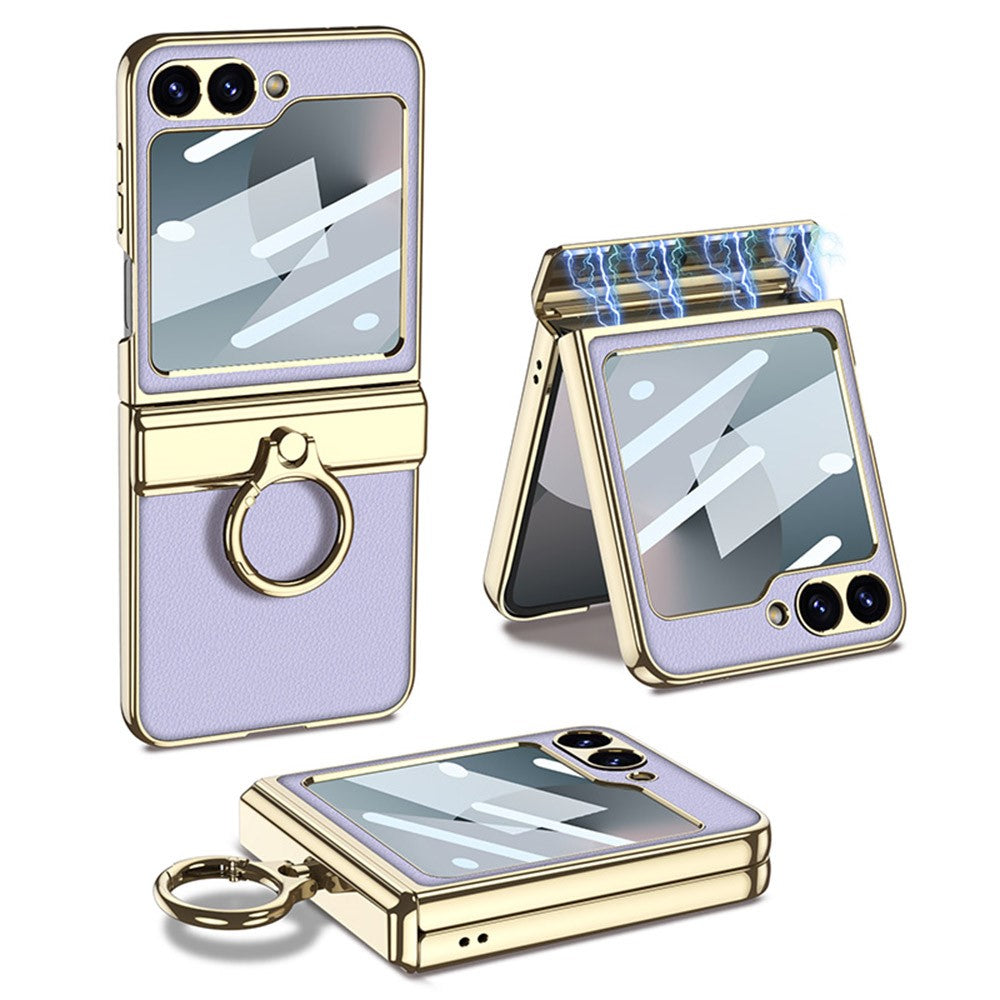 GKK For Samsung Galaxy Z Flip7 FE 5G / Z Flip6 5G Case PC+PU Kickstand Phone Cover - Purple