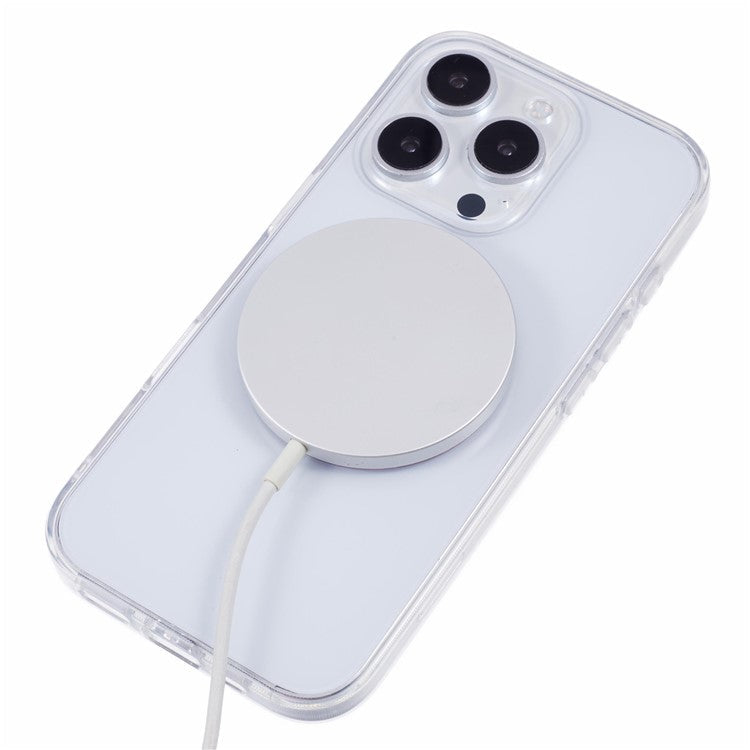 For iPhone 16 Pro Case Compatible with MagSafe TPU+Acrylic Phone Cover Rhinestone Decor - Pink