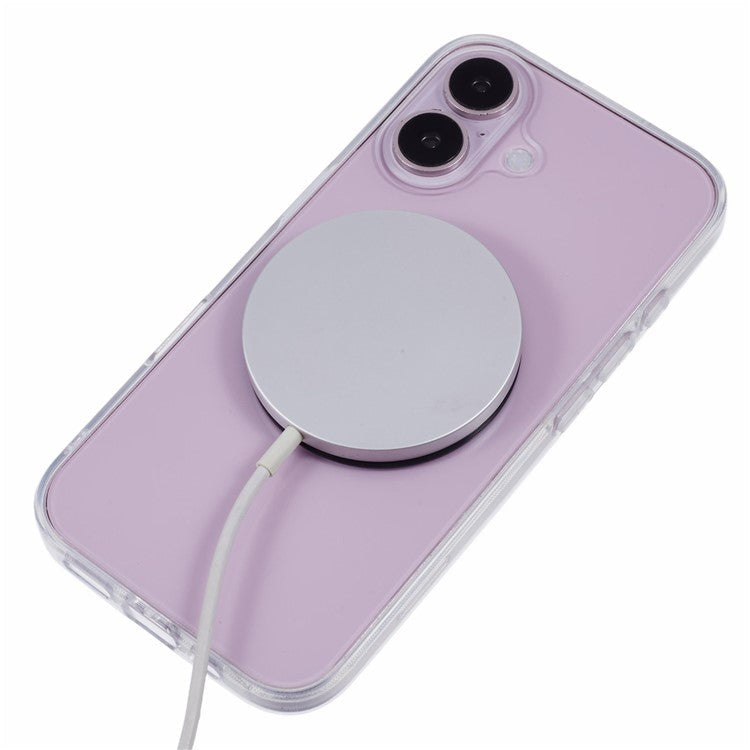 For iPhone 16 Plus Case Compatible with MagSafe TPU+Acrylic Phone Cover Rhinestone Decor - Pink