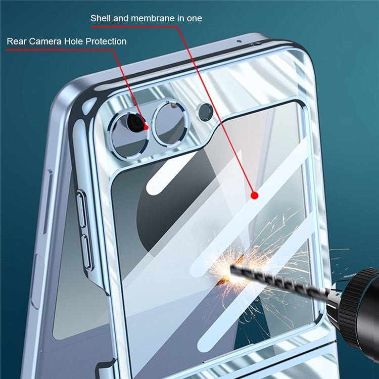 GKK For Samsung Galaxy Z Flip6 5G Case Shockproof PC Phone Cover with Small Screen Film - Blue