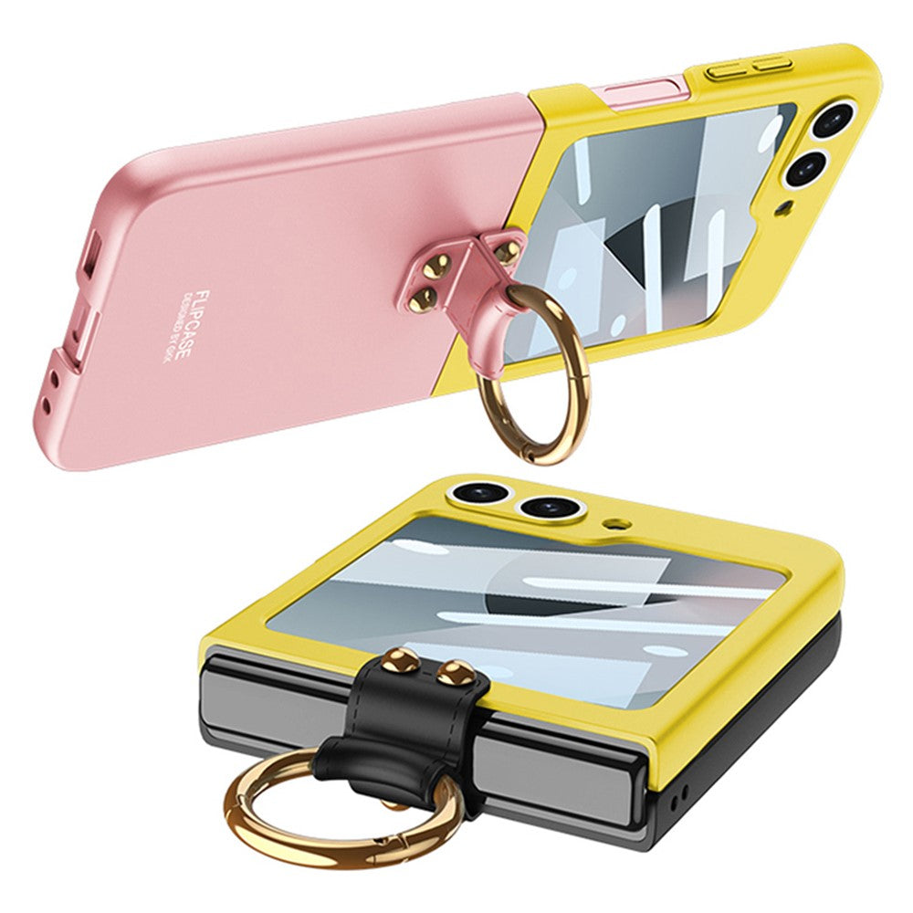GKK For Samsung Galaxy Z Flip7 FE 5G / Z Flip6 5G Case Magnetic Hinge Protection PU+PC Kickstand Phone Cover - Pink