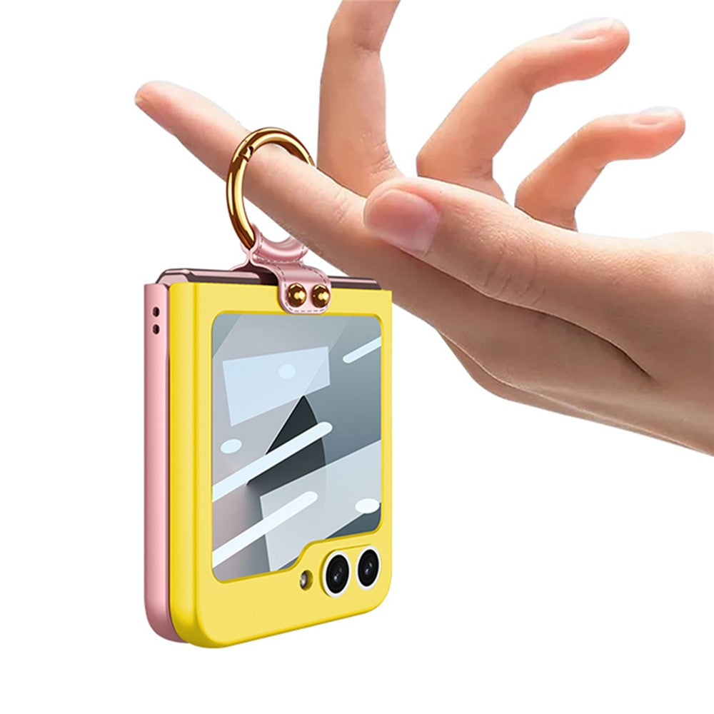 GKK For Samsung Galaxy Z Flip7 FE 5G / Z Flip6 5G Case Magnetic Hinge Protection PU+PC Kickstand Phone Cover - Pink