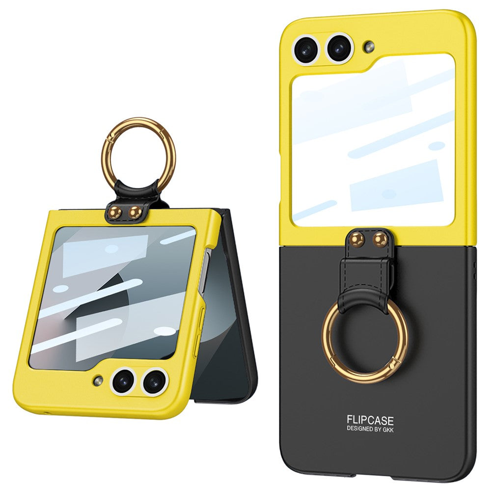GKK For Samsung Galaxy Z Flip7 FE 5G / Z Flip6 5G Case Magnetic Hinge Protection PU+PC Kickstand Phone Cover - Black