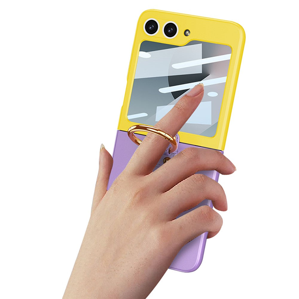 GKK For Samsung Galaxy Z Flip7 FE 5G / Z Flip6 5G Case Magnetic Hinge Protection PU+PC Kickstand Phone Cover - Purple