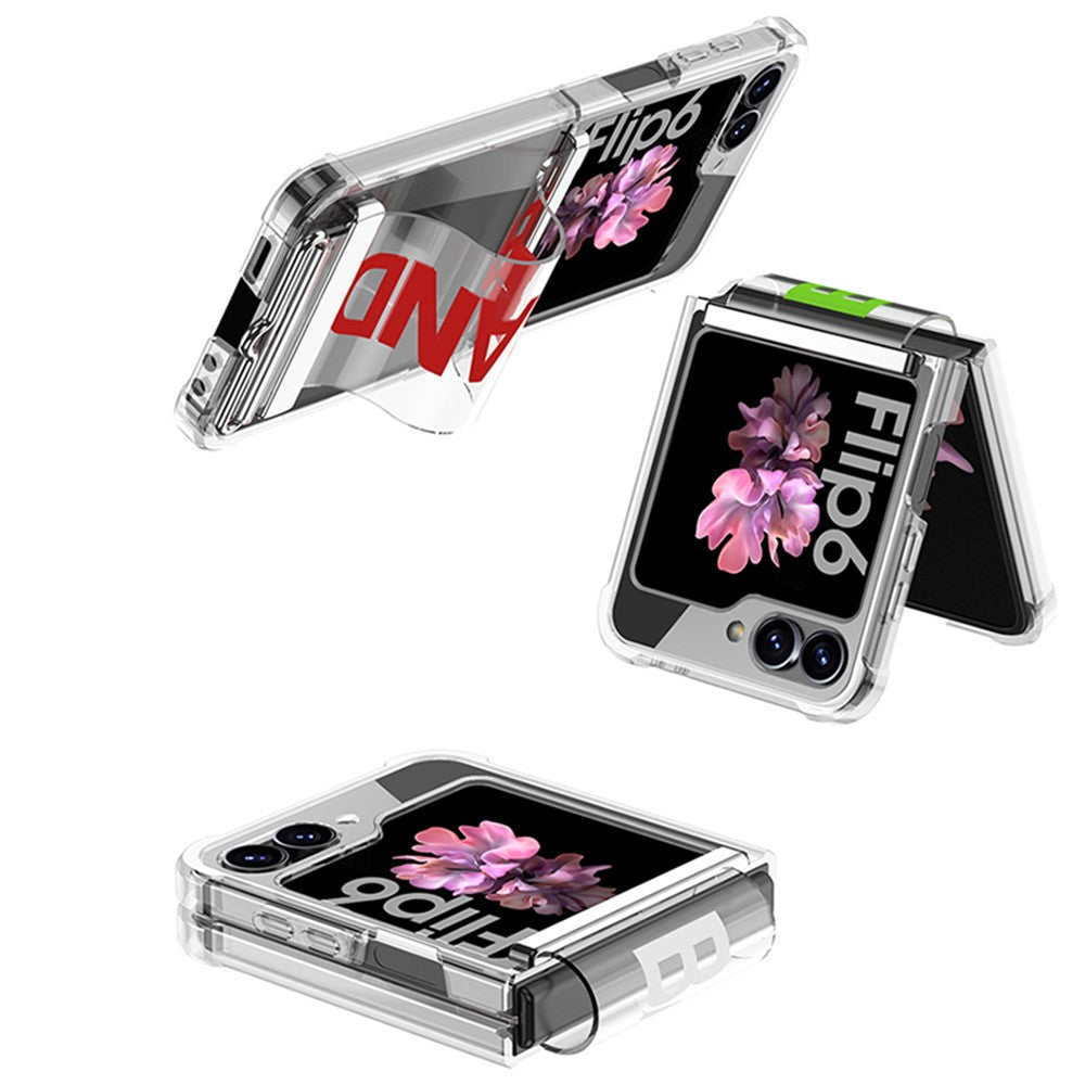 GKK For Samsung Galaxy Z Flip7 FE 5G / Z Flip6 5G Case Strap Kickstand Soft TPU+PC Phone Cover - Transparent
