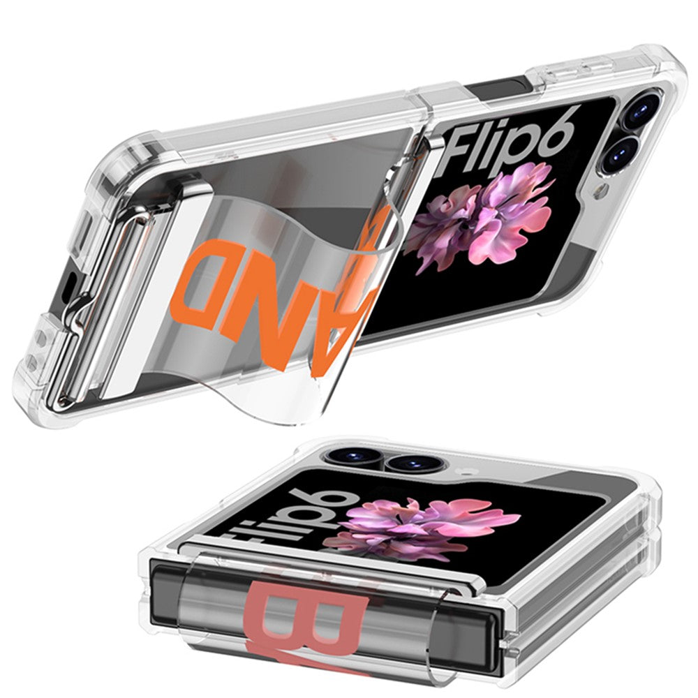 GKK For Samsung Galaxy Z Flip7 FE 5G / Z Flip6 5G Case Strap Kickstand Soft TPU+PC Phone Cover - Transparent